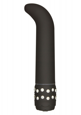 Чёрный вибромассажер G-точки CRYSTAL G-SPOT - 15 см.