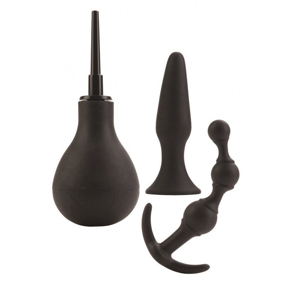 Набор анальных стимуляторов ADVANCED ANAL EXPLORER KIT: плаг, цепочка и груша