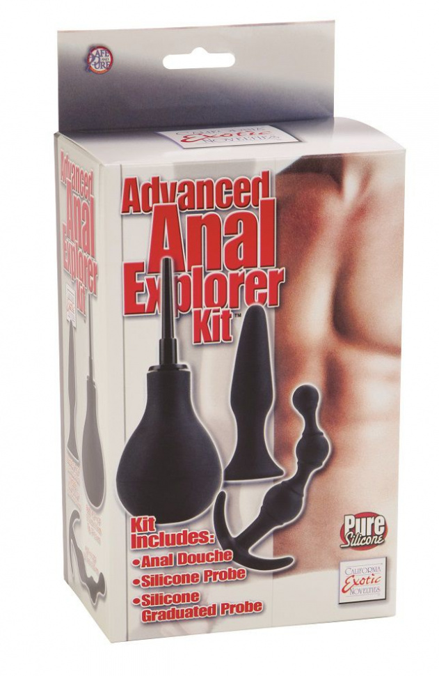 Набор анальных стимуляторов ADVANCED ANAL EXPLORER KIT: плаг, цепочка и груша