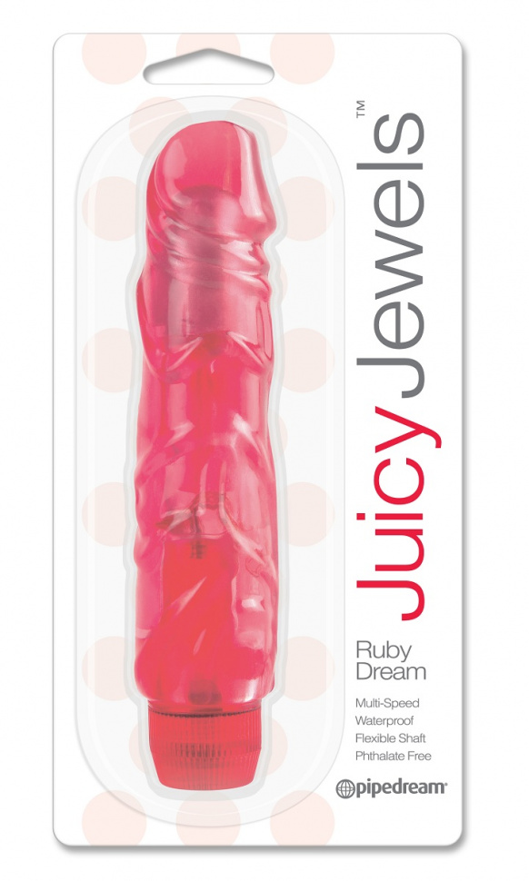 Красный вибратор JUICY JEWELS - 16 см.