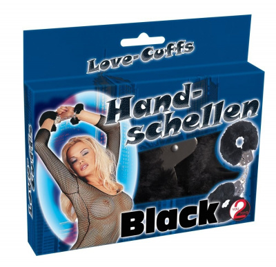 Черные меховые наручники Love Cuffs Black