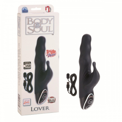 Чёрный заряжаемый вибратор Body &amp; Soul Rechargeable Lover - 19,5 см.
