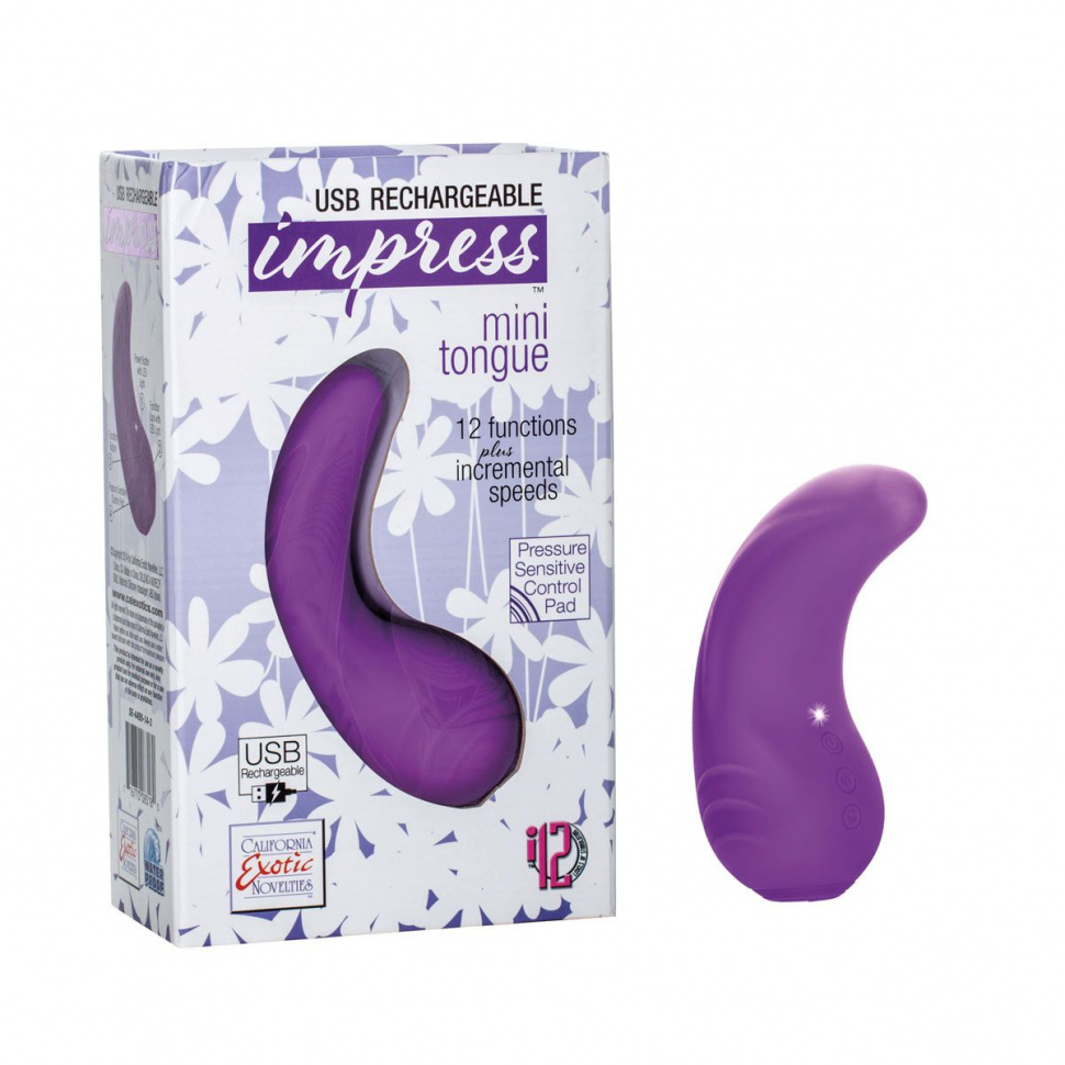 Фиолетовый вибромассажер Mini Tongue - 11,5 см.