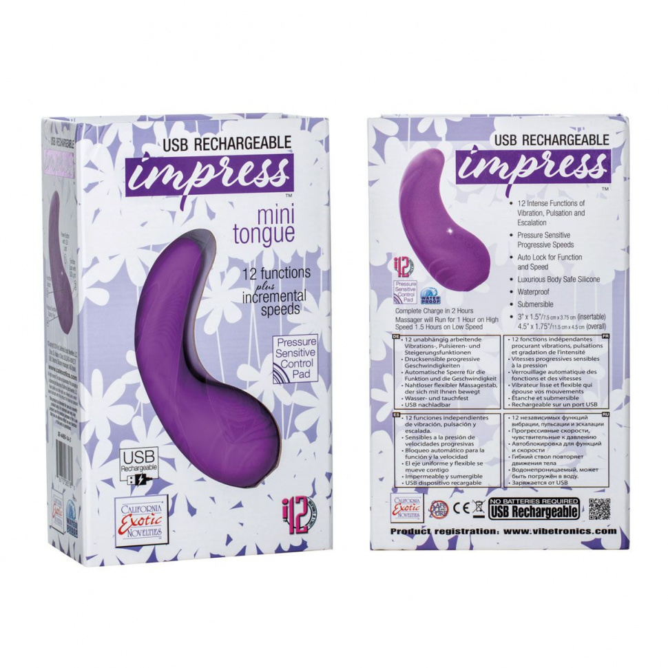 Фиолетовый вибромассажер Mini Tongue - 11,5 см.