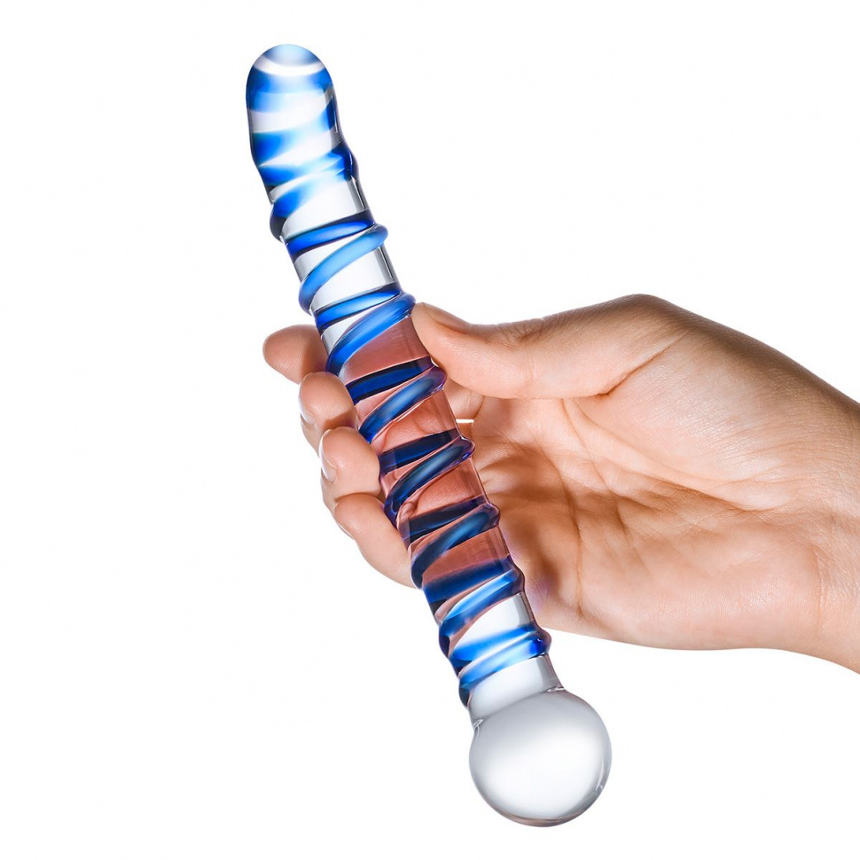 Изогнутый стеклянный фаллос G-Spot Glass Dildo - 17 см.