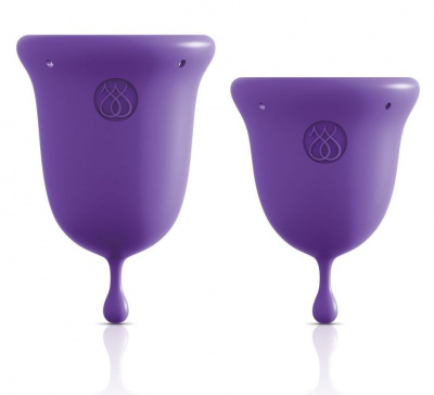 Подарочный набор: розовый тренажер Кегеля Magic Kegel Coach и фиолетовые менструальные чаши