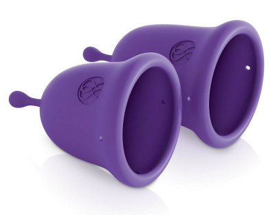 Подарочный набор: розовый тренажер Кегеля Magic Kegel Coach и фиолетовые менструальные чаши