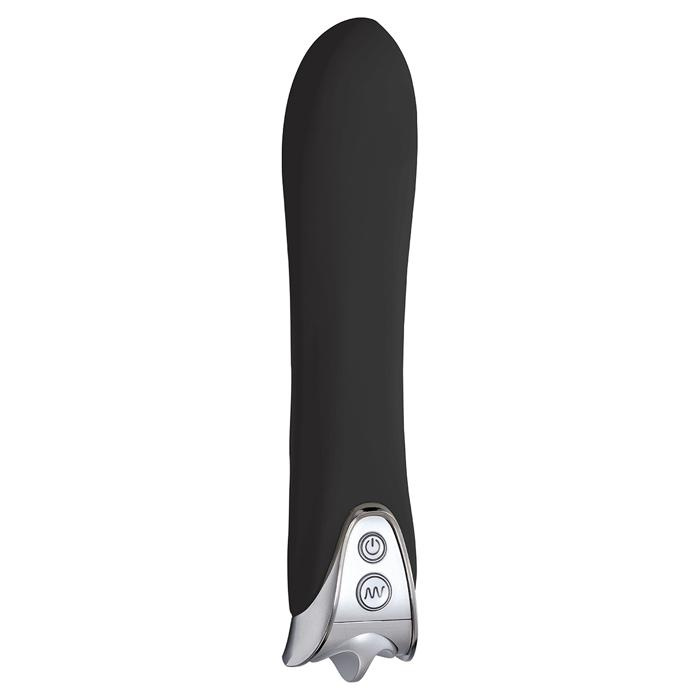 Чёрный силиконовый вибратор VIBE THERAPY ELATION - 17 см.