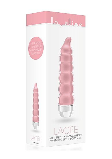 Розовый фигурный вибратор Lacee с тонким кончиком - 15,5 см.