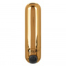 Золотистая вибропуля в чехле для хранения Rechargeable Hideaway Bullet - 7,5 см.
