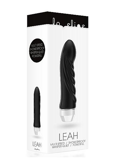 Чёрный вибратор со складочками Leah - 15 см.