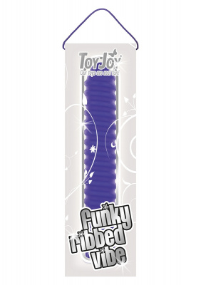 Фиолетовый вибромассажер FUNKY RIBBED VIBE - 15 см.