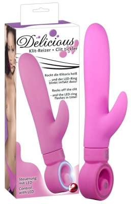 Розовый вибратор Delicious Klit Tickl - 22 см.