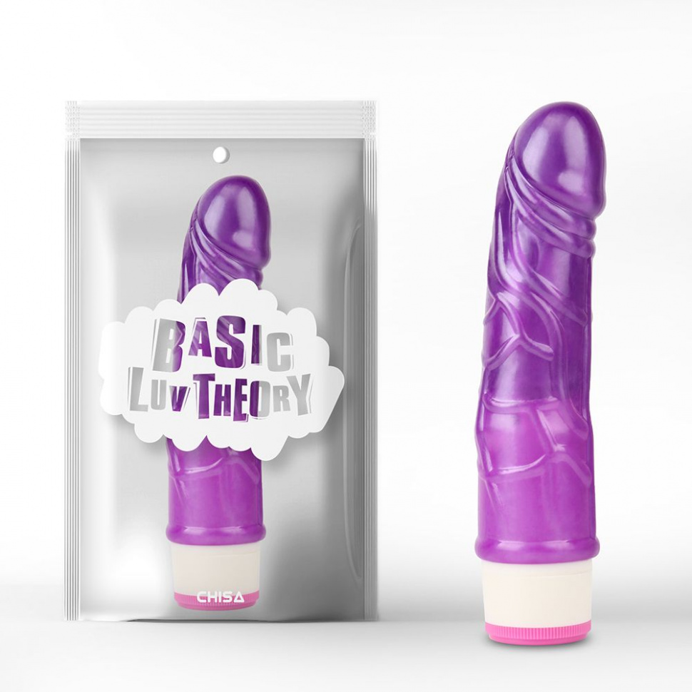 Фиолетовый вибратор-реалистик Stud Rod - 17,5 см.
