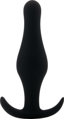 Чёрная анальная пробка Butt Plug with Handle Medium - 12,6 см.