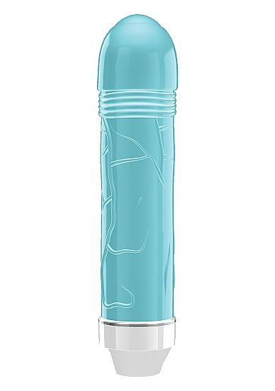 Бирюзовый вибратор Lenore с тонкими венками - 14,5 см.