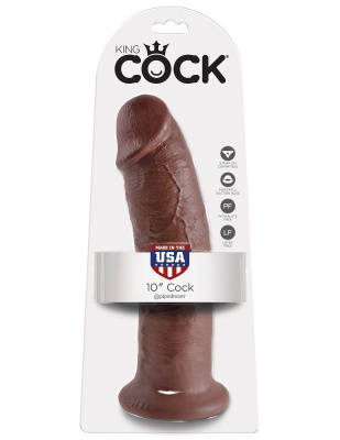 Коричневый фаллос-гигант 10 Cock - 25,4 см.