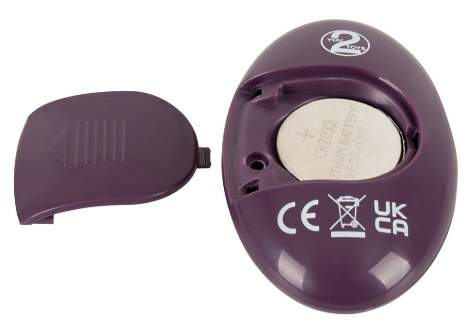 Фиолетовая насадка на член с клиторальным отростком и пультом ДУ RC Couple’s Vibrator 2