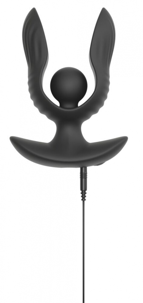 Черная расширяющаяся анальная пробка с вибрацией RC Inflatable Expander Plug with Vibration