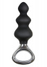 Чёрная анальная елочка с ручкой Jolie Platinum Plug Medium из силикона -  13,4 см.