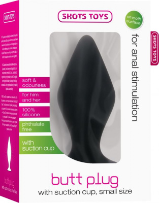 Чёрная малая анальная пробка Butt Plug with Suction Cup Small
