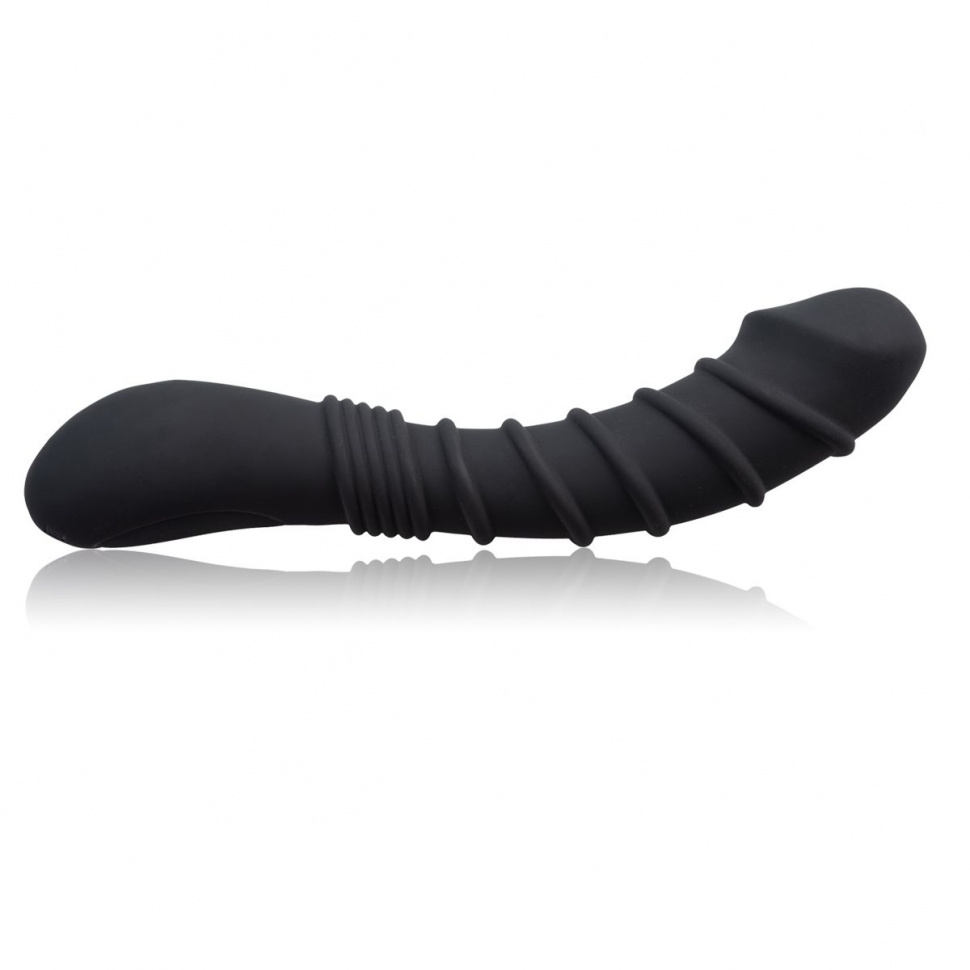 Черный вибромассажер Appetency Wild Ribbed Vibe - 21,5 см.