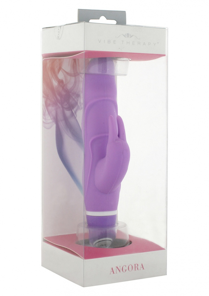 Фиолетовый вибромассажёр с клиторальной стимуляцией VIBE THERAPY ANGORA - 15 см.