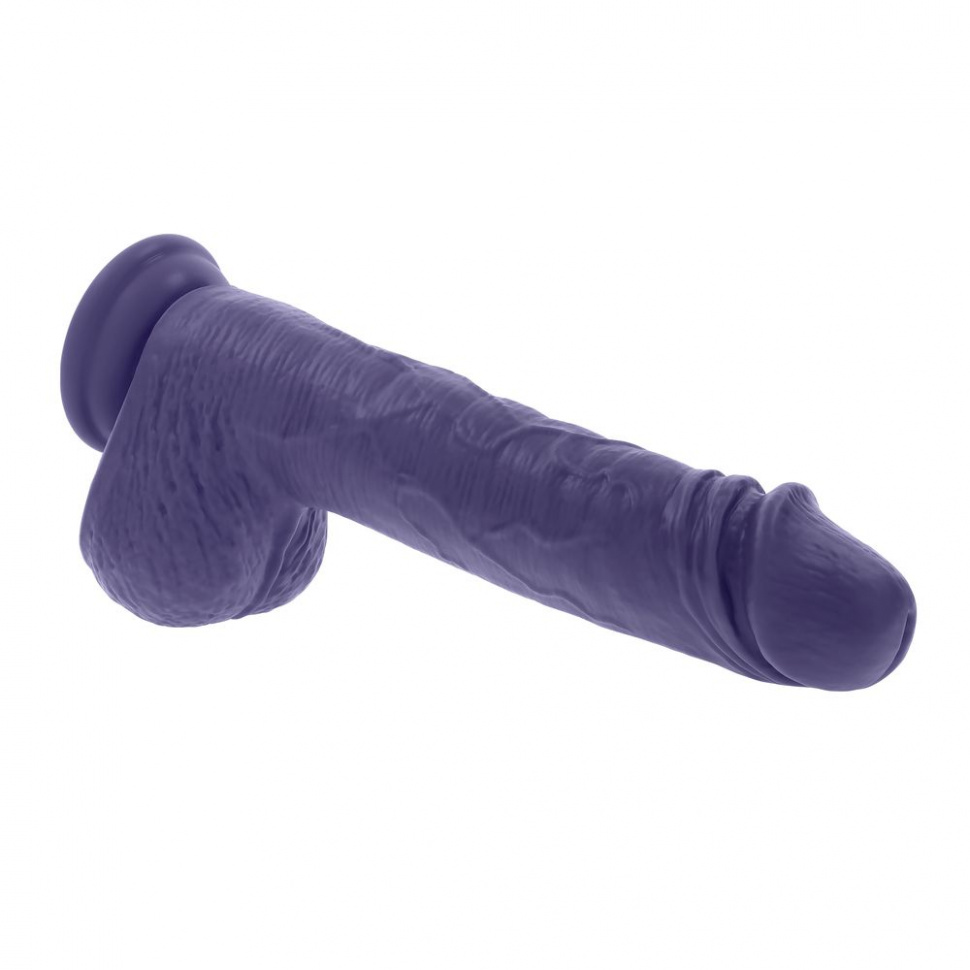 Фиолетовый вибратор на присоске с поступательными движениями Pleasure Rider - 22,2 см.