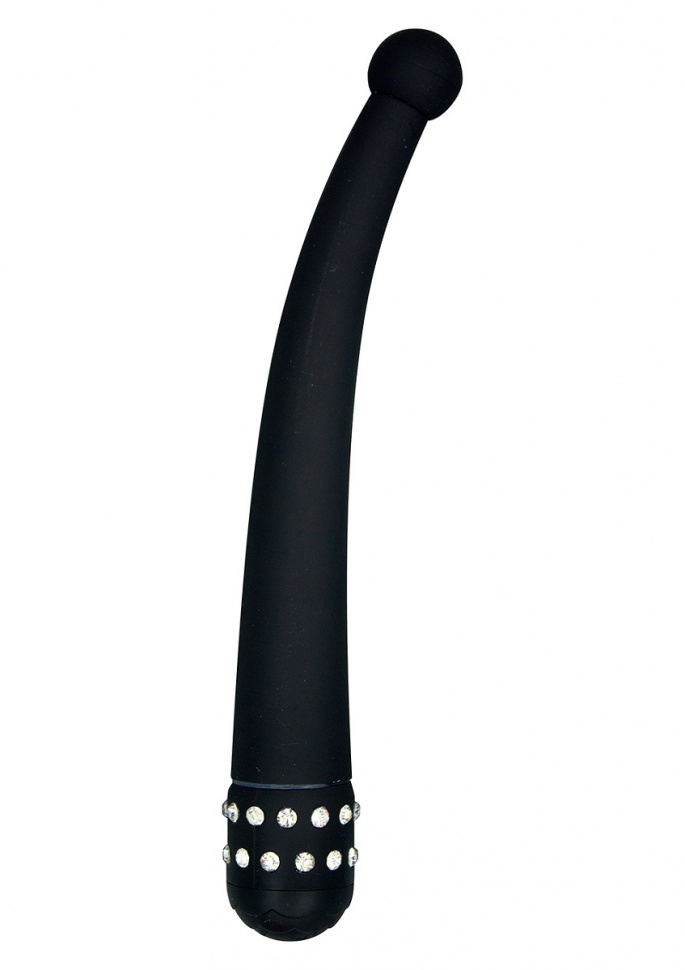 Чёрный вибратор DIAMOND INTENSE PROBE - 21,5 см.