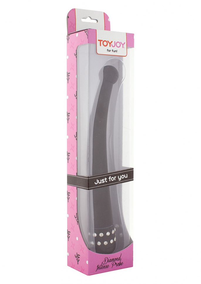 Чёрный вибратор DIAMOND INTENSE PROBE - 21,5 см.