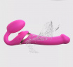 Ярко-розовый безремневой страпон Multi Orgasm Bendable Strap-On size L с клиторальной стимуляцией
