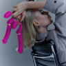 Ярко-розовый безремневой страпон Multi Orgasm Bendable Strap-On size L с клиторальной стимуляцией