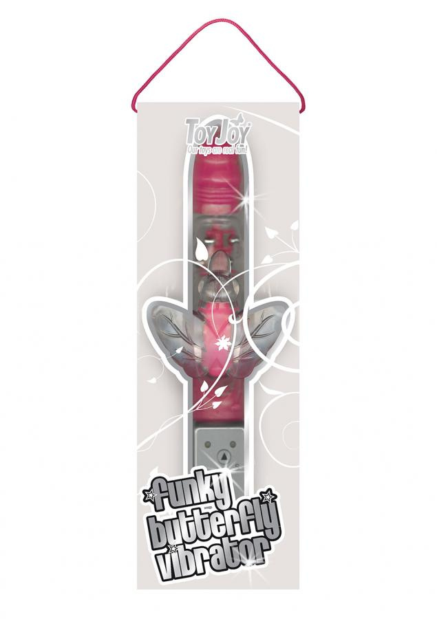 Розовый Hi-tech вибратор Funky Butterfly Pink - 22 см.
