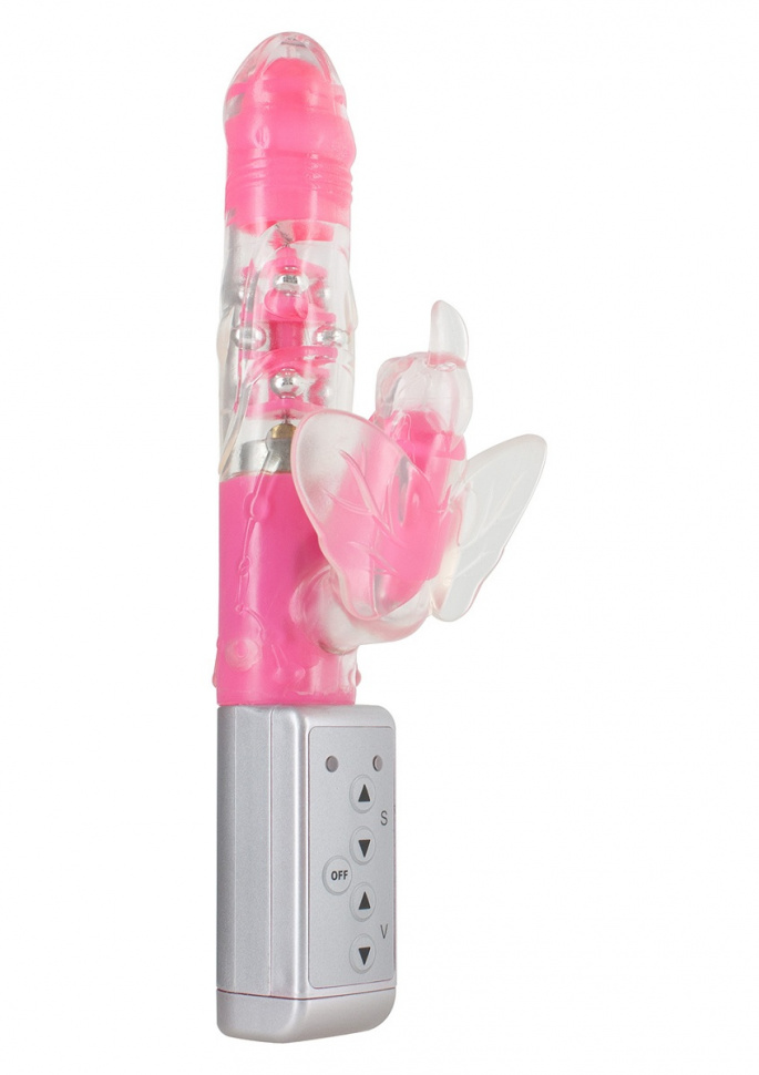 Розовый Hi-tech вибратор Funky Butterfly Pink - 22 см.