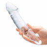 Прозрачный двухголовый стимулятор с рельефом 10,5 Girthy Realistic Glass Double Dong - 26,7 см.