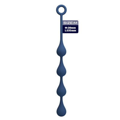 Синяя анальная ёлочка с кольцом Waterdrop Anal Balls 30 mm M - 33,5 см.