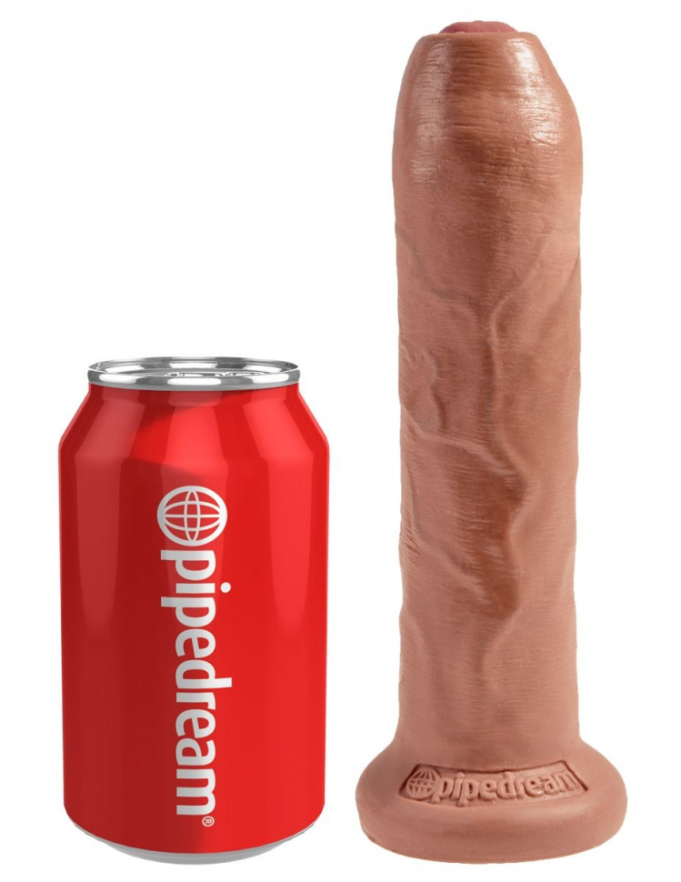Кофейный необрезанный фаллоимитатор на присоске 7 Uncut Cock - 19,1 см.