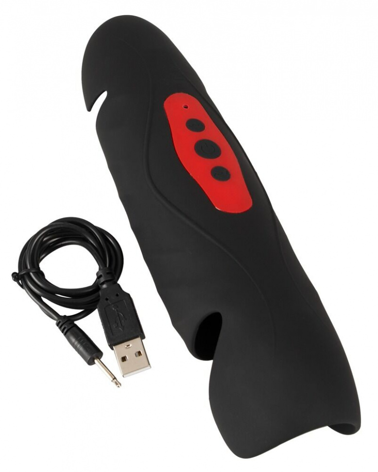 Черный вибромастурбатор с трехточечной стимуляцией Penis Trainer with 3 Point Stimulation