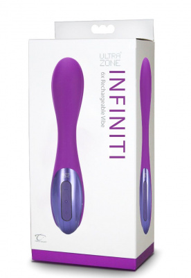 Фиолетовый перезаряжаемый вибромассажер  Infinity 6x - 17,8 см.