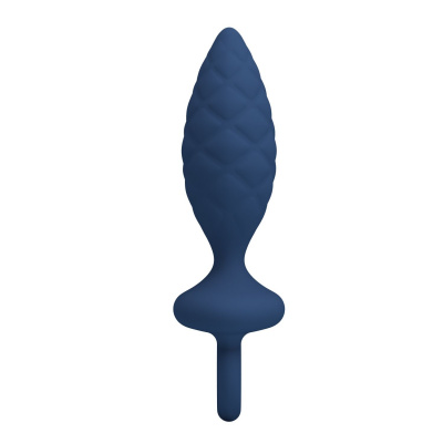 Синяя анальная пробка с кольцом Butt Plug with Loop M - 13,4 см.