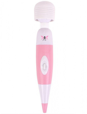 Бело-розовый, работающий от USB вибромассажёр Pixey Wand Pink Edition - 32 см.
