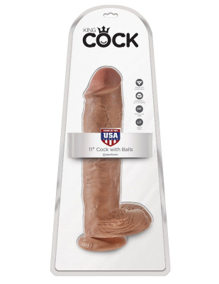 Фаллоимитатор-мулат на присоске 11 Cock with Balls - 28 см.