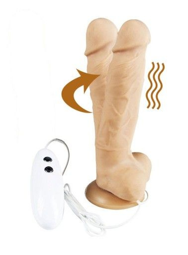 Телесный вибратор-ротатор на присоске Cesar Vibrator & Rotator - 17,5 см.