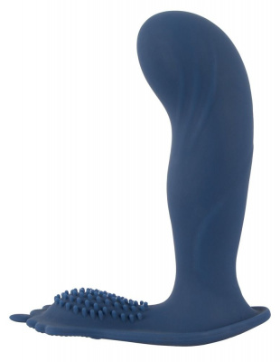 Синий вибростимулятор простаты Vibrating Butt Plug - 11,7 см.