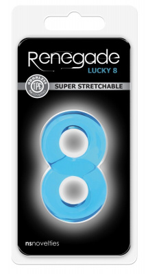 Голубое эрекционное кольцо с подхватом мошонки Lucky 8