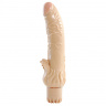 Телесный вибратор с клиторальными лепестками REALISTIC VIBRATOR REAL RAPTURE DELUGE - 24 см.