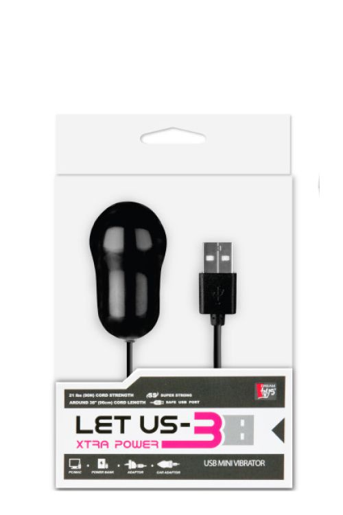 Чёрный вибростимулятор с питанием от USB LET US-B BULLET LARGE BLACK