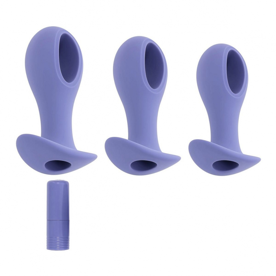 Набор из 3 анальных пробок с вибропулей Hole Punch Plug Set