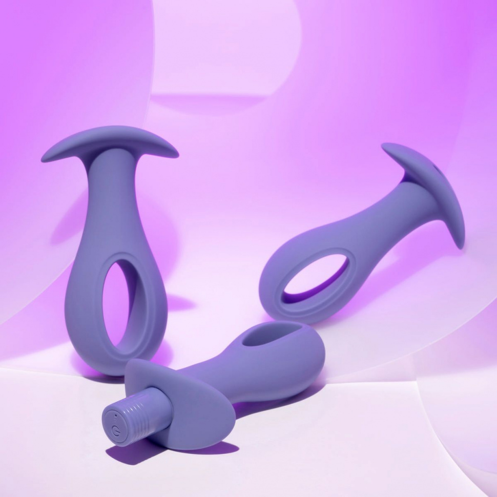 Набор из 3 анальных пробок с вибропулей Hole Punch Plug Set