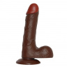 Коричневый фаллоимитатор REALISTIC DILDO REAL RAPTURE на подошве-присоске - 20,5 см.